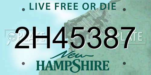 2H45387 New Hampshire License Plate