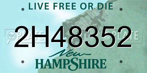 2H48352 New Hampshire License Plate
