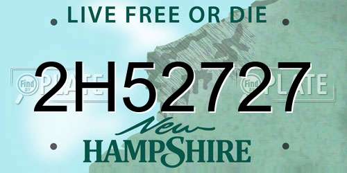 2H52727 New Hampshire License Plate