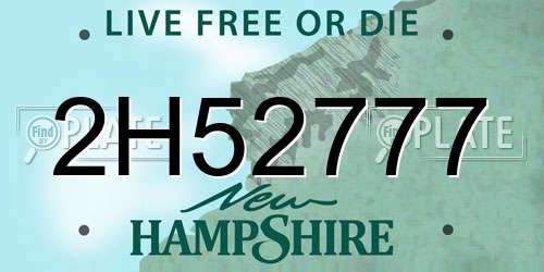2H52777 New Hampshire License Plate