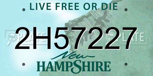 2H57227 New Hampshire License Plate