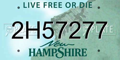 2H57277 New Hampshire License Plate
