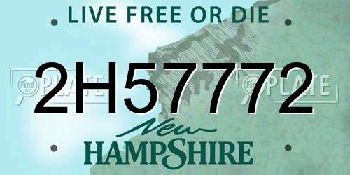2H57772 New Hampshire License Plate
