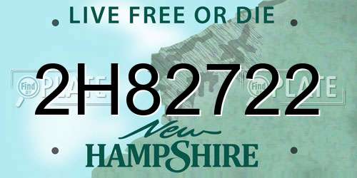 2H82722 New Hampshire License Plate