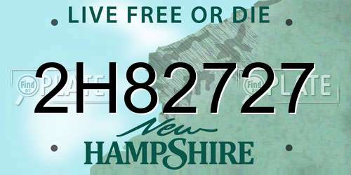2H82727 New Hampshire License Plate