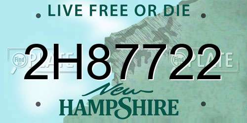 2H87722 New Hampshire License Plate
