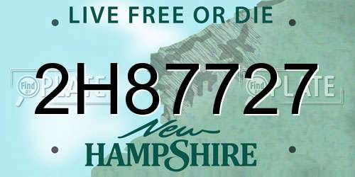2H87727 New Hampshire License Plate
