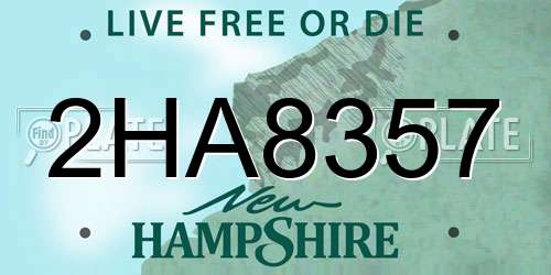 2HA8357 New Hampshire License Plate