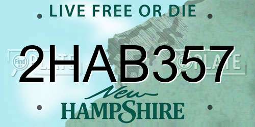 2HAB357 New Hampshire License Plate