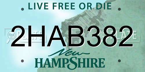 2HAB382 New Hampshire License Plate