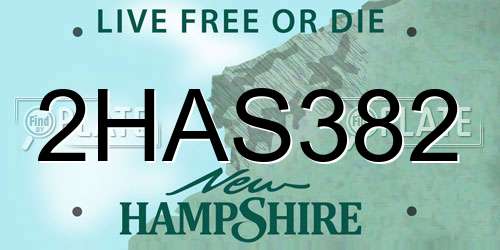 2HAS382 New Hampshire License Plate
