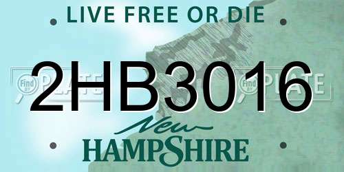 2HB3016 New Hampshire License Plate