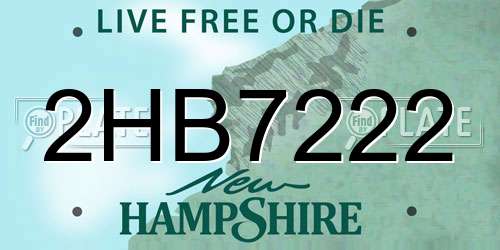 2HB7222 New Hampshire License Plate