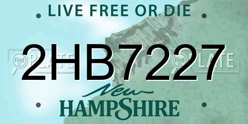 2HB7227 New Hampshire License Plate