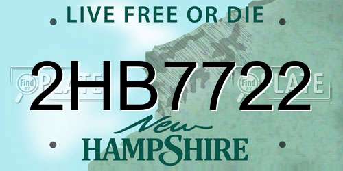 2HB7722 New Hampshire License Plate