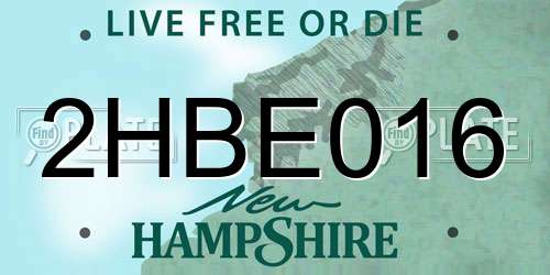 2HBE016 New Hampshire License Plate