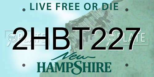 2HBT227 New Hampshire License Plate
