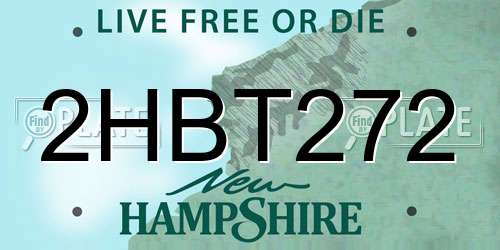 2HBT272 New Hampshire License Plate
