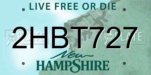 2HBT727 New Hampshire License Plate
