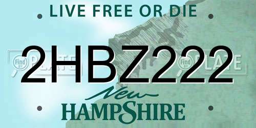 2HBZ222 New Hampshire License Plate