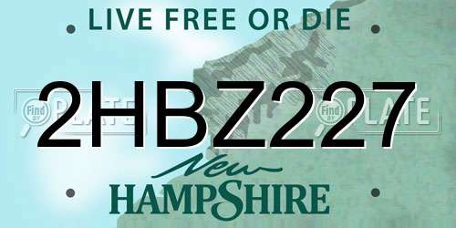 2HBZ227 New Hampshire License Plate