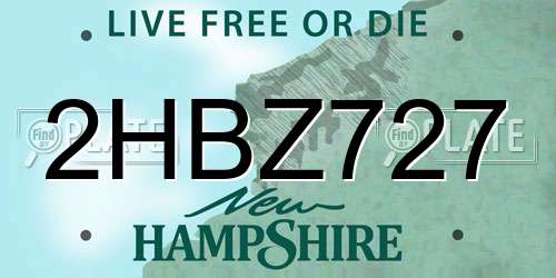 2HBZ727 New Hampshire License Plate