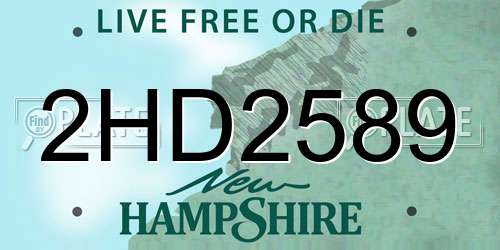2HD2589 New Hampshire License Plate