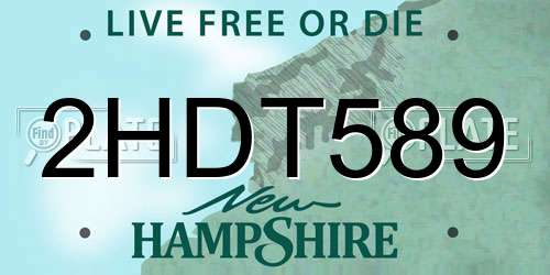 2HDT589 New Hampshire License Plate