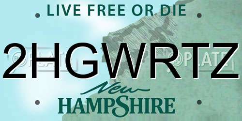 2HGWRTZ New Hampshire License Plate
