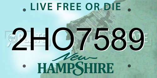 2HO7589 New Hampshire License Plate