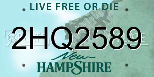 2HQ2589 New Hampshire License Plate