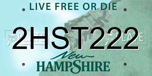 2HST222 New Hampshire License Plate