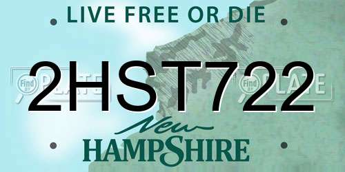 2HST722 New Hampshire License Plate