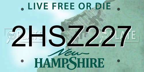 2HSZ227 New Hampshire License Plate