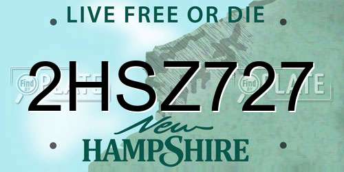 2HSZ727 New Hampshire License Plate