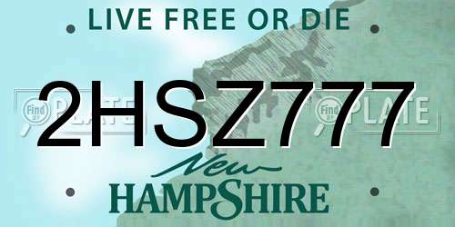 2HSZ777 New Hampshire License Plate