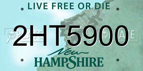 2HT5900 New Hampshire License Plate