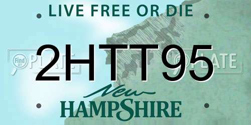 2HTT95 New Hampshire License Plate