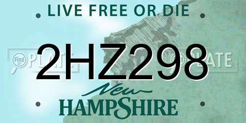 2HZ298 New Hampshire License Plate