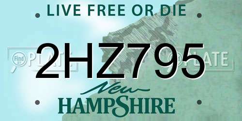 2HZ795 New Hampshire License Plate