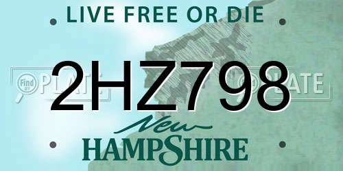 2HZ798 New Hampshire License Plate