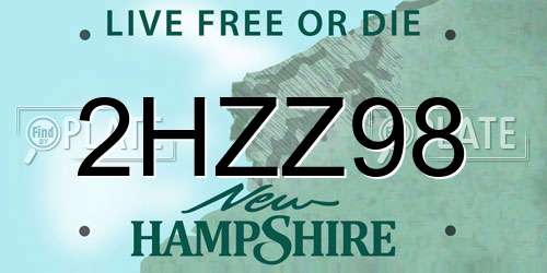2HZZ98 New Hampshire License Plate