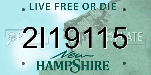 2I19115 New Hampshire License Plate