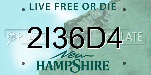 2I36D4 New Hampshire License Plate