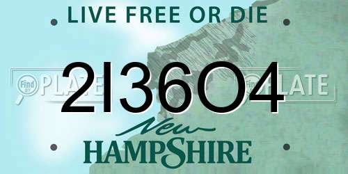 2I36O4 New Hampshire License Plate