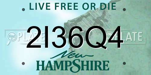 2I36Q4 New Hampshire License Plate