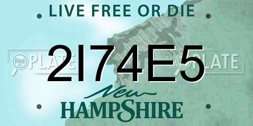 2I74E5 New Hampshire License Plate