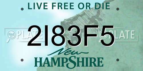 2I83F5 New Hampshire License Plate