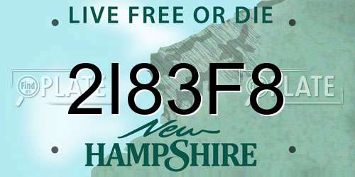 2I83F8 New Hampshire License Plate