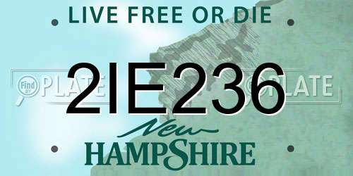 2IE236 New Hampshire License Plate